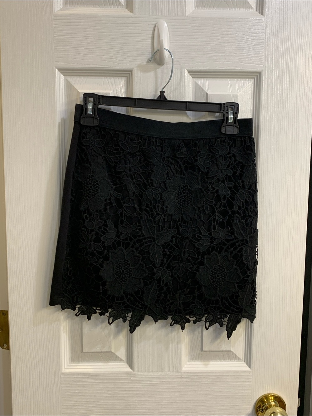 Black Lace Floral Mini Skirt